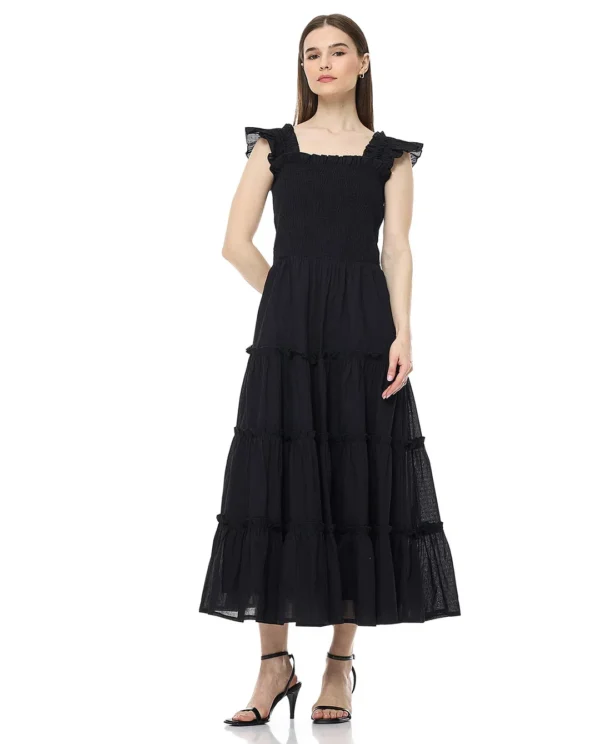 Solid Sleeveless Tiered Dress