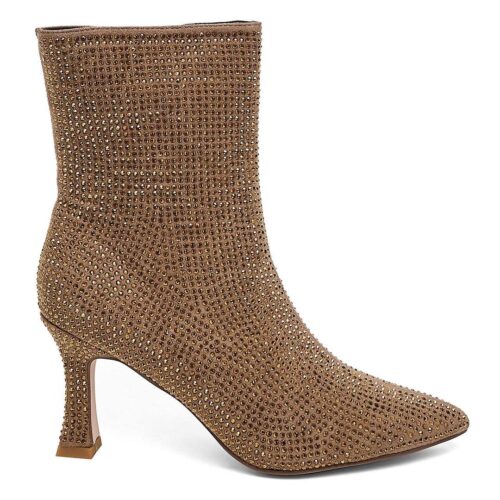 Stone Embellished Heel Ankle Boots